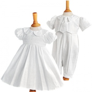 Twins White Christening Dress & Romper - Elizabeth & George by Millie Grace